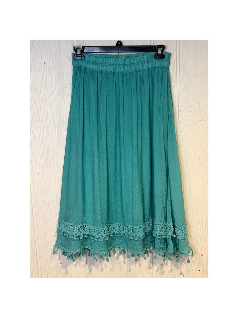 Krazy Kat Teal Midi Skirt with Tassels Women's XL